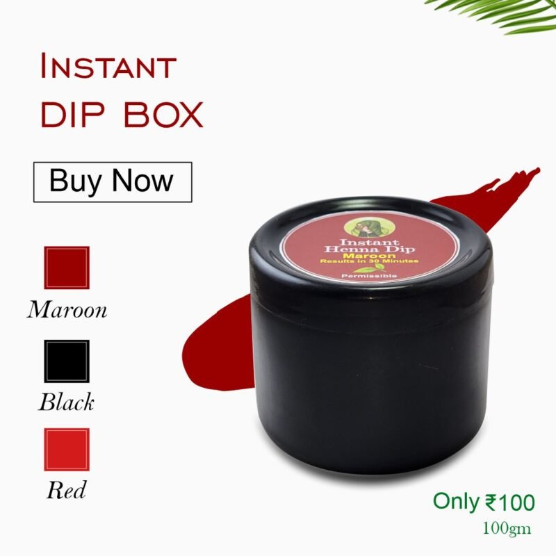 Instant Dip Box (Maroon, Black, Red) 100gm- queenofhenna.com