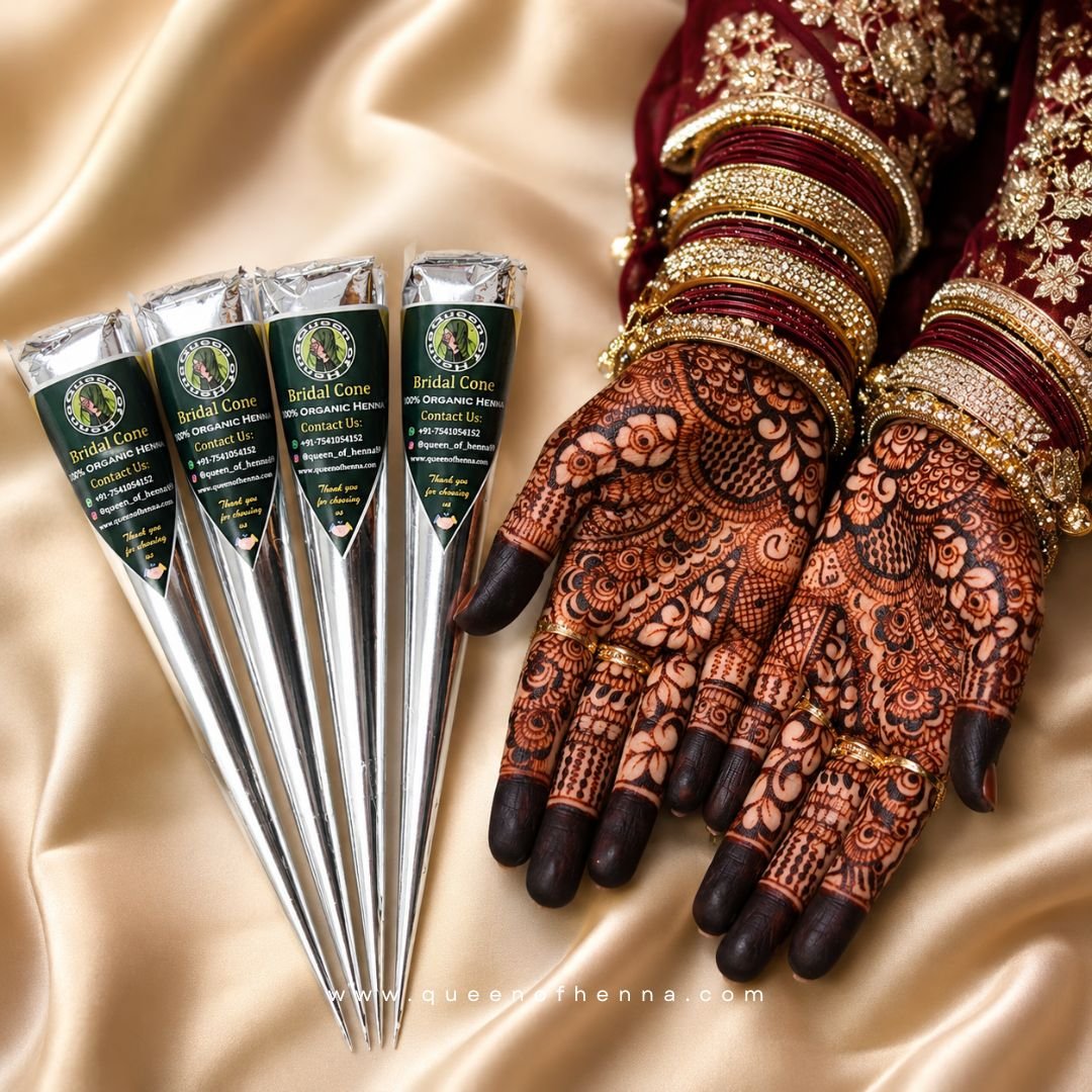 Bridal Organic Henna Cone with Result - img11- queenofhenna.com