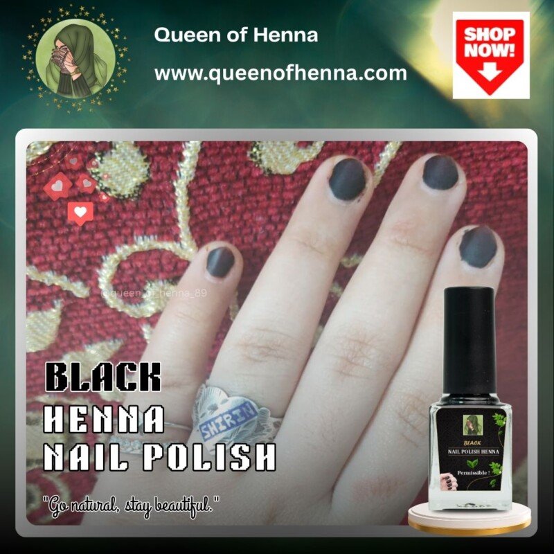 Black Henna Nail Polish Result- queenofhenna