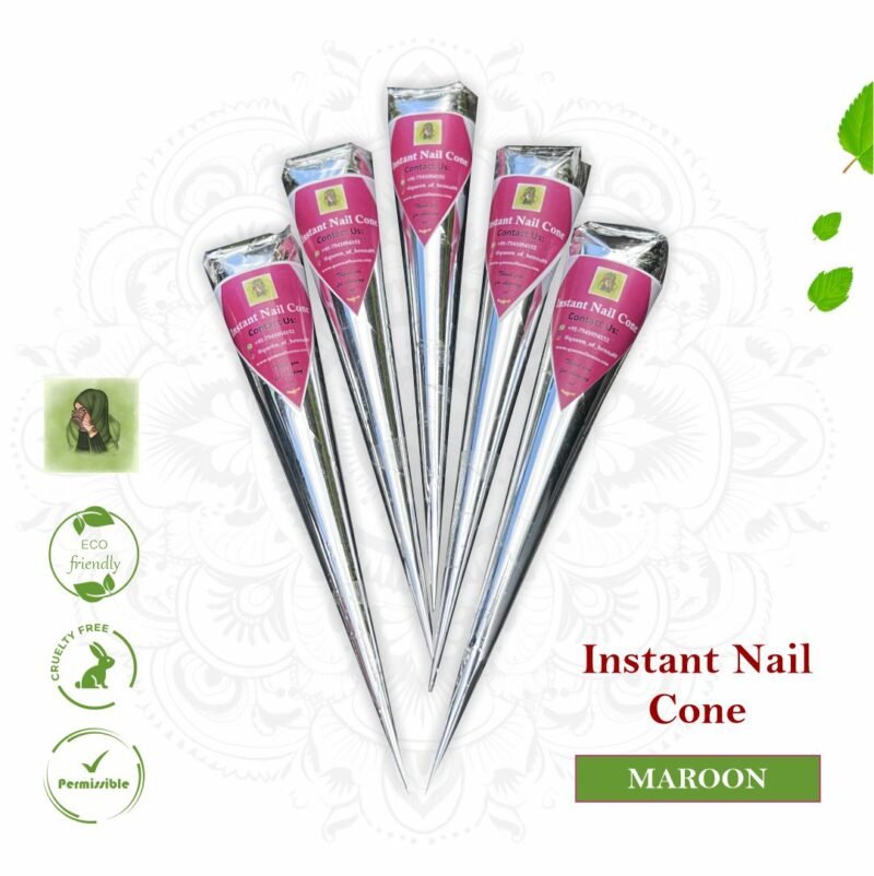 Dark Maroon Instant Nail Cone img-- 1- queenofhenna new