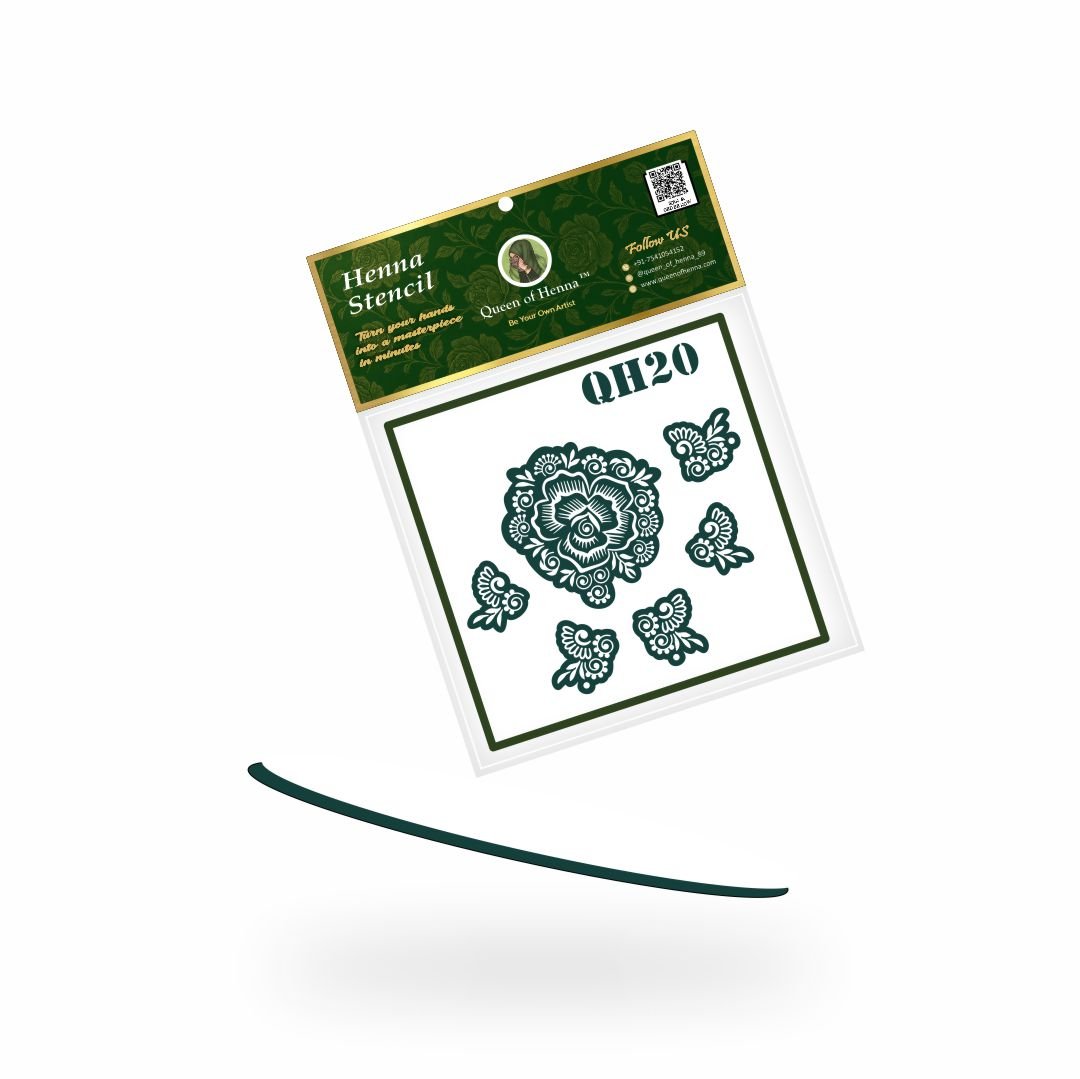 Reusable Mandala Hand Henna Stencil (QH20) | Small Mehandi Sticker
