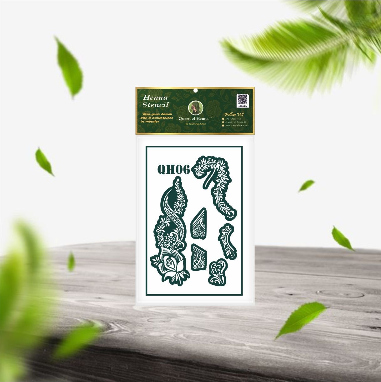 Reusable Small Henna Stencil (QH06) img12- queenofhenna