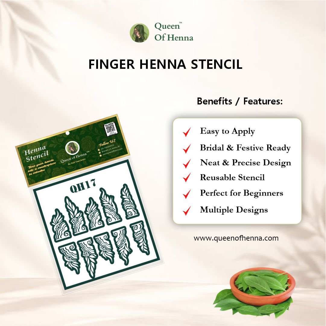 Large Finger Mehndi Sticker (QH17) img2- queen of henna