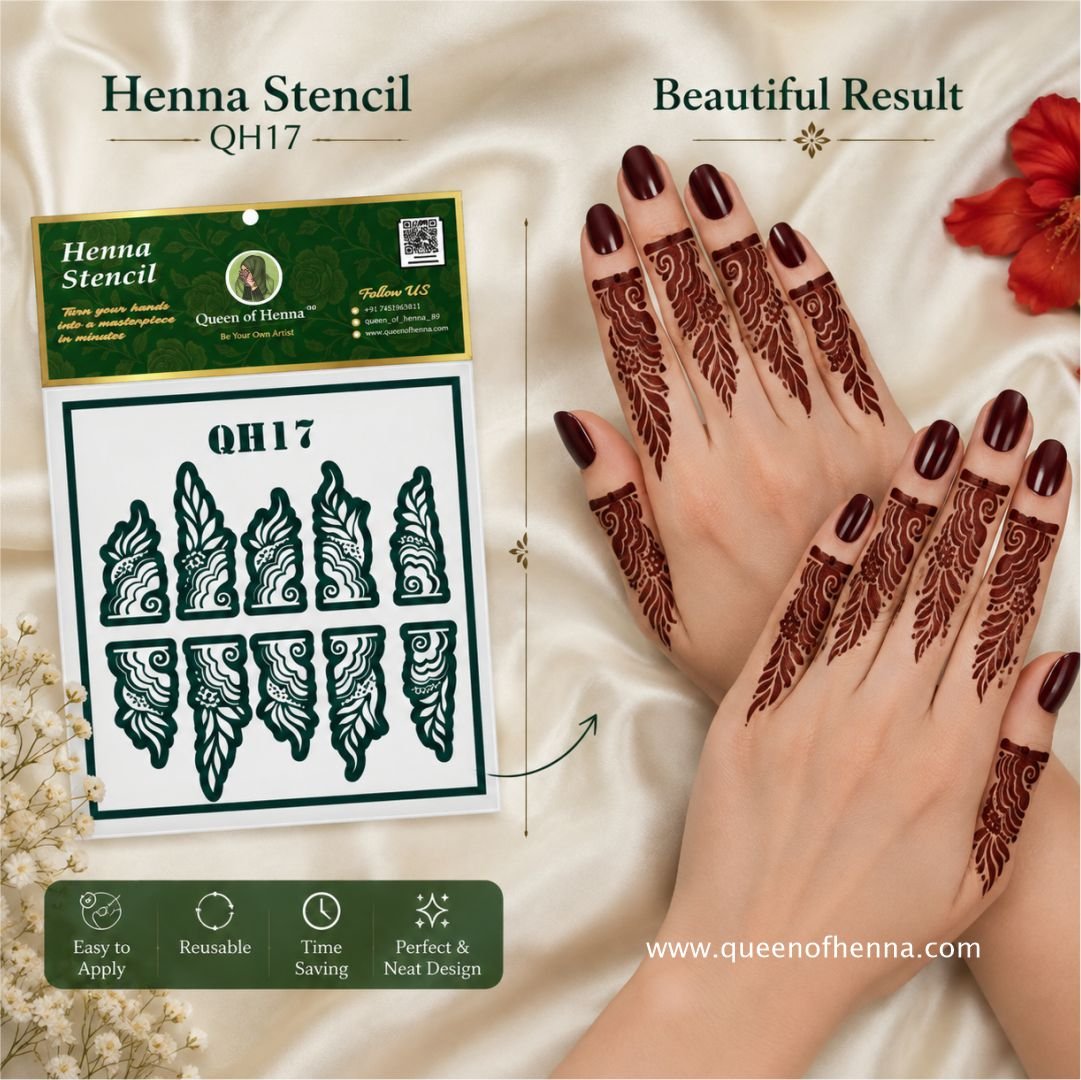 Large Finger Mehndi Sticker - result (QH17) img2- queen of henna