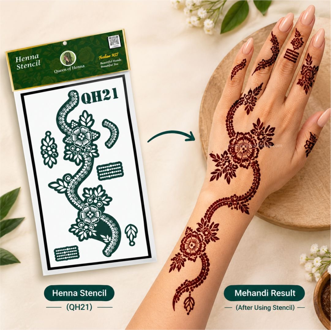 Medium Hand Henna Stencil (QH21) img5- queen of henna