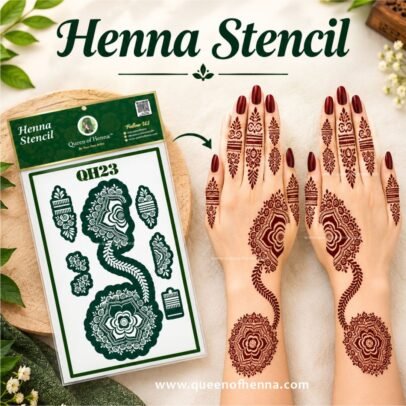 Medium Hand Henna Stencil (QH23) img4 - queen of henna