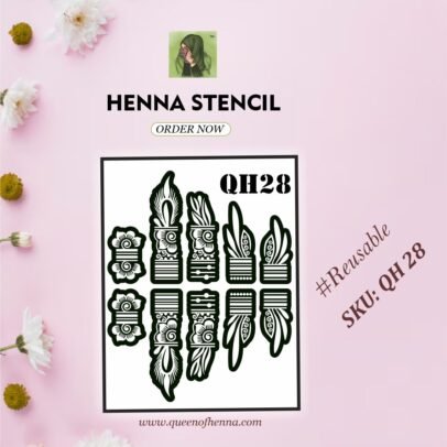 Reusable Finger Large Henna Stencil (QH28) img 2- queenofhenna.com