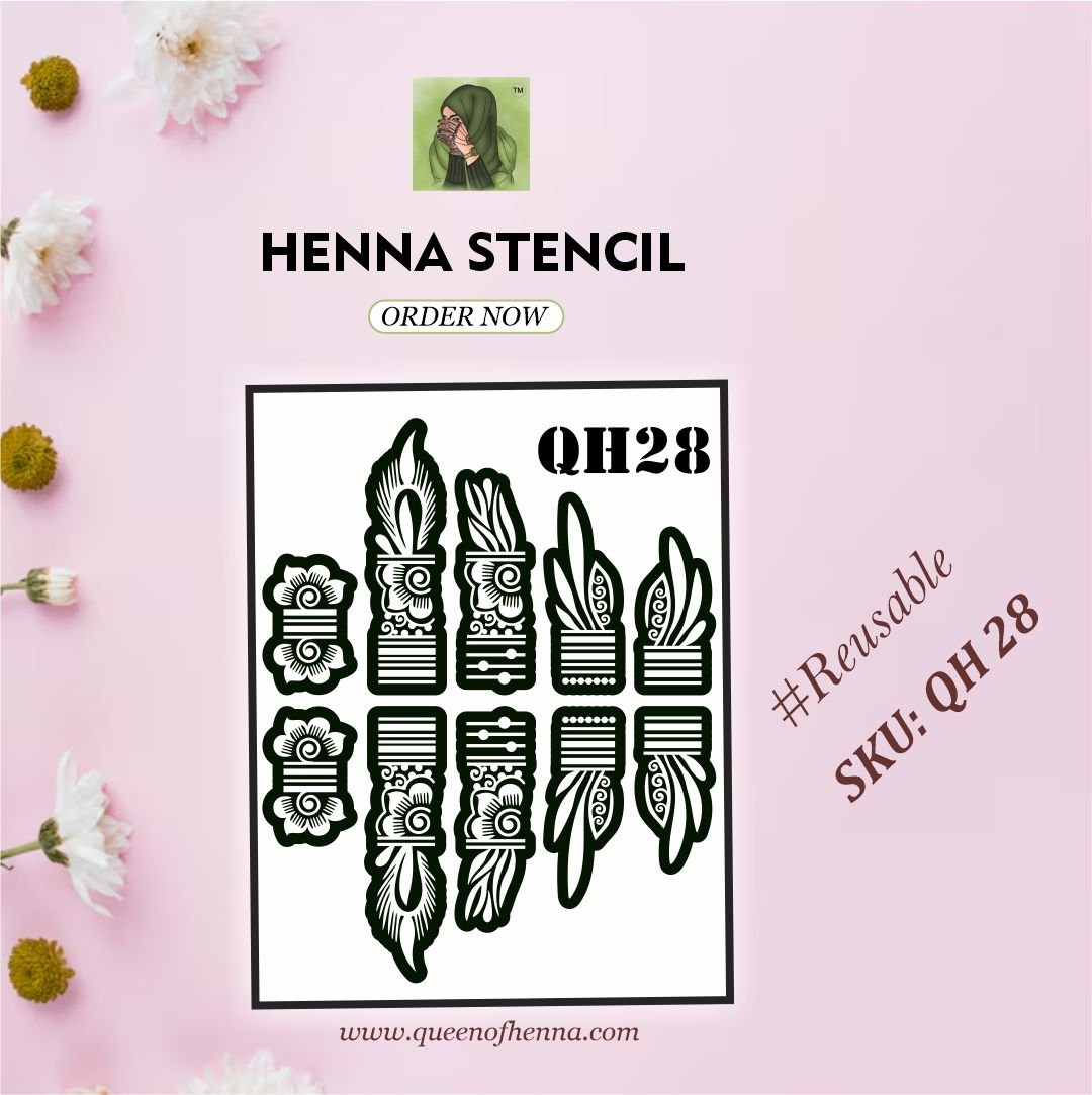 Reusable Large Finger Henna Stencil (QH 28) | Finger Mehndi Sticker | Tattoo