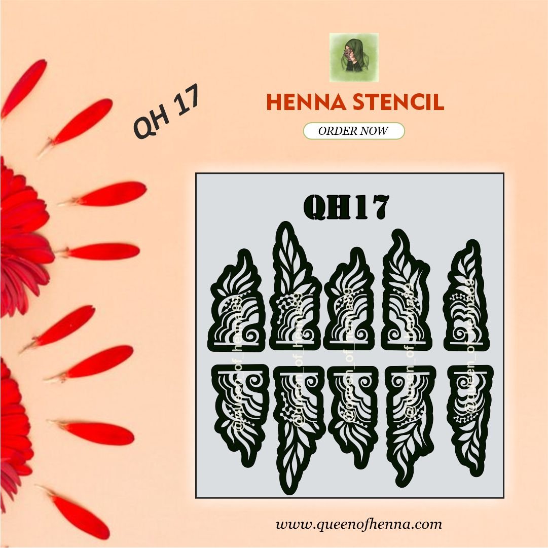 Reusable Finger Henna Stencil (QH 17) | Large Finger Mehndi Sticker