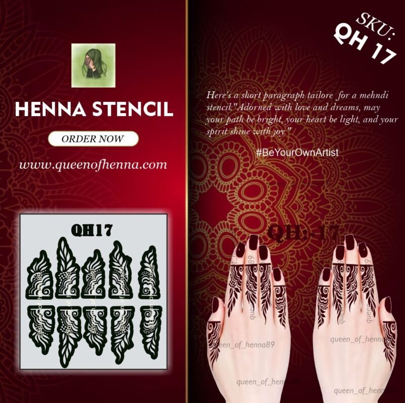 Reusable Large Finger Stencil img 2 (QH 17)- queenofhenna.com