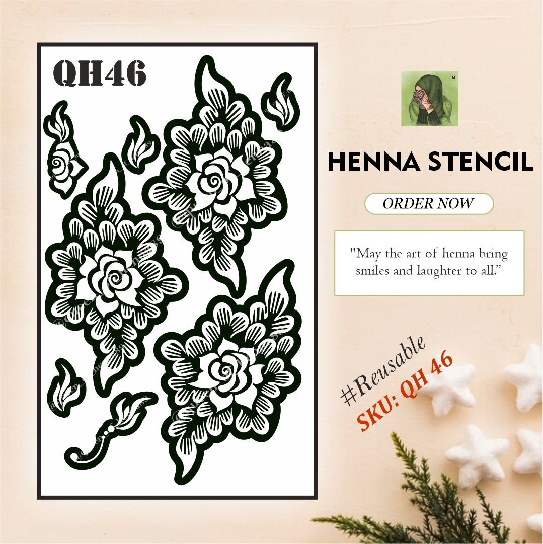 Reusable Large Hand Henna Stencil (QH 46) | Bridal Mehndi Sticker