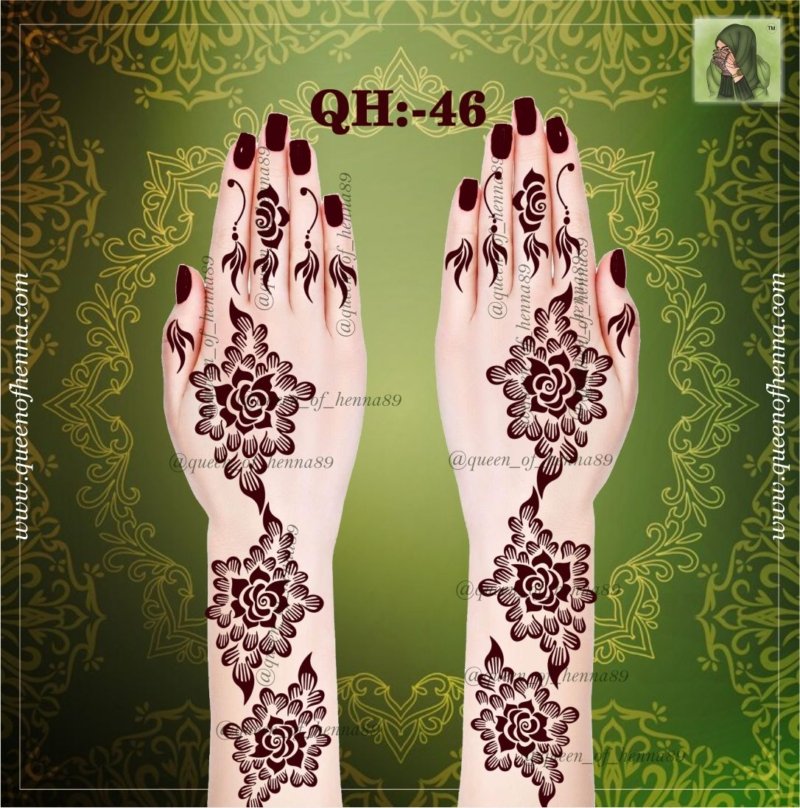 Reusable Large Hand Henna Stencil (QH 46) img 2- queenofhenna.com