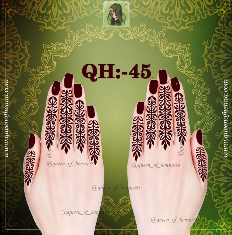 Reusable Large and Medium Finger Henna Stencil (QH 45) img 2- queenofhenna.com