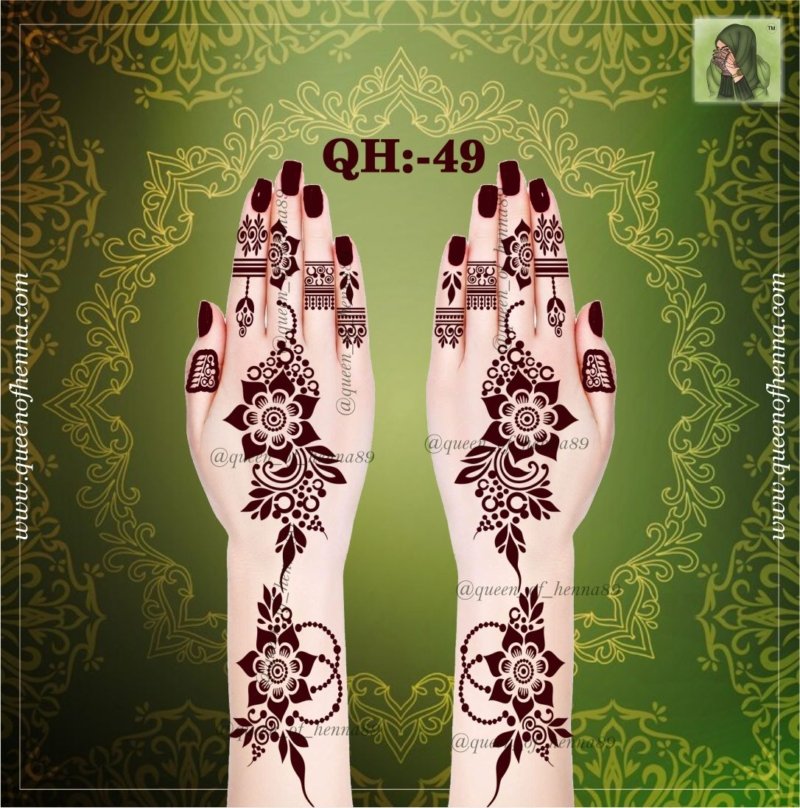 Reusable Medium Hand Henna Stencil (QH 49) img 2- queenofhenna.com