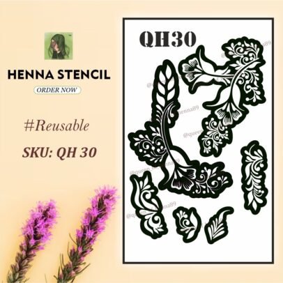 Reusable Medium Henna Stencil (QH 30) img 1- queenofhenna.com