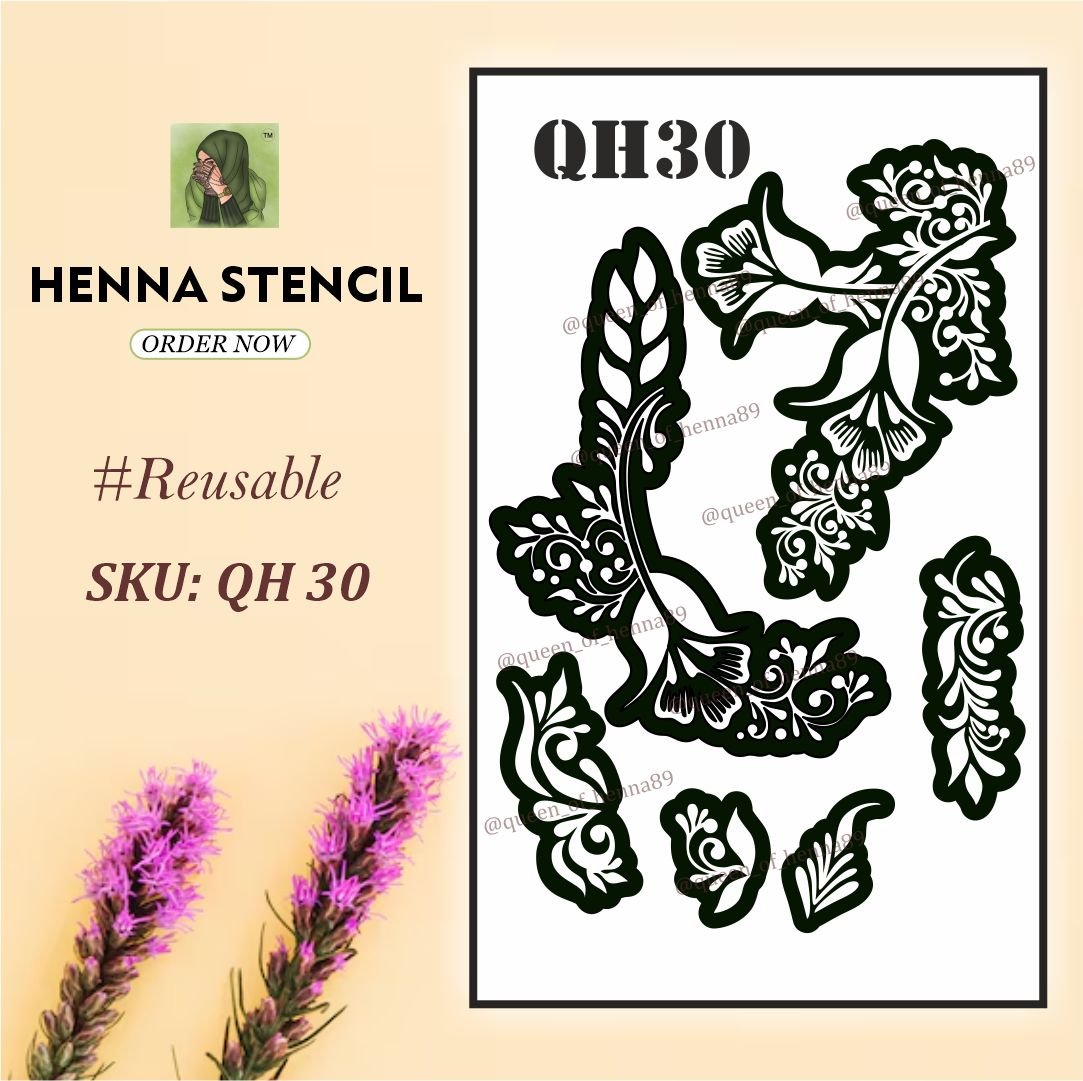 Reusable Medium Henna Stencil (QH 30) | Beautiful Mehndi Sticker