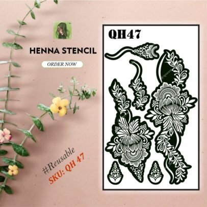 Reusable Medium Henna Stencil (QH 47) img 1- queenofhenna.com