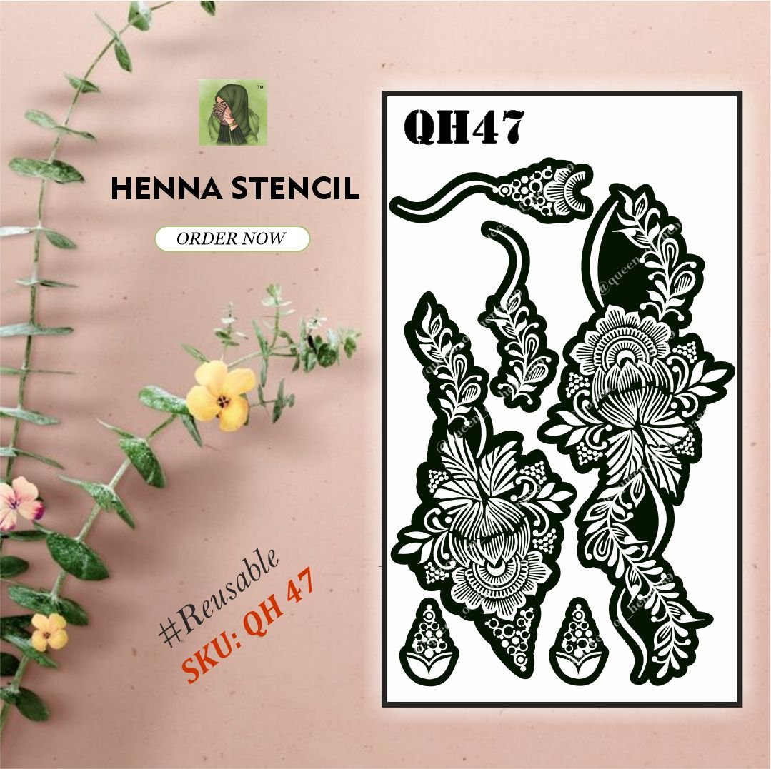 Reusable Medium Hand Henna Stencil (QH 47) | Mehndi Sticker