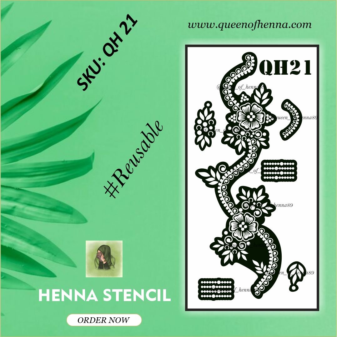 Reusable Medium Henna Stencil (QH 21) | | Beautiful Mehndi Tattoo