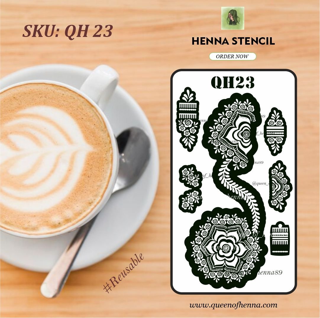 Reusable Medium Henna Stencil (QH 23) |  Gorgeous Mehndi Sticker