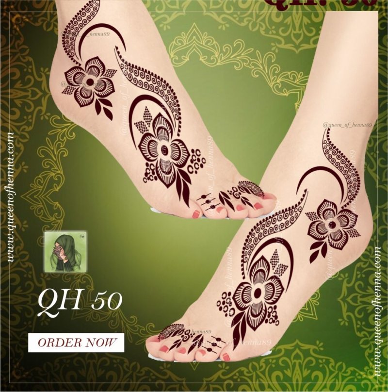 Reusable Medium Leg Henna Stencil (QH 50) img 2- queenofhenna.com