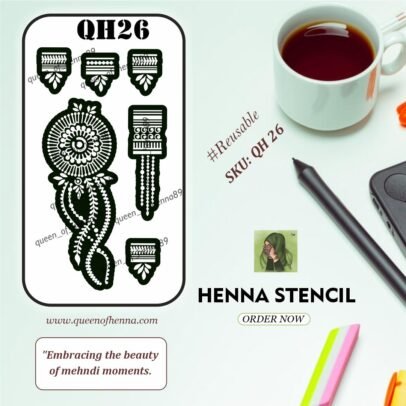 Reusable Small Henna Stencil (QH26)-img 1- queenofhenna.com