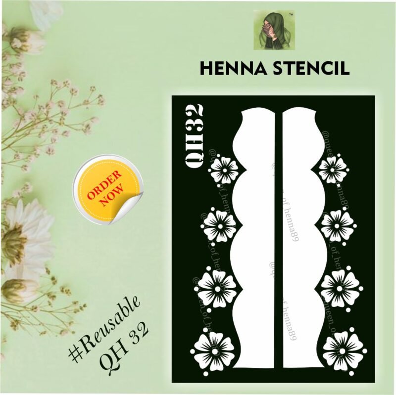 Reusable Small Leg Henna Stencil (QH 32) img 1- queenofhenna.com