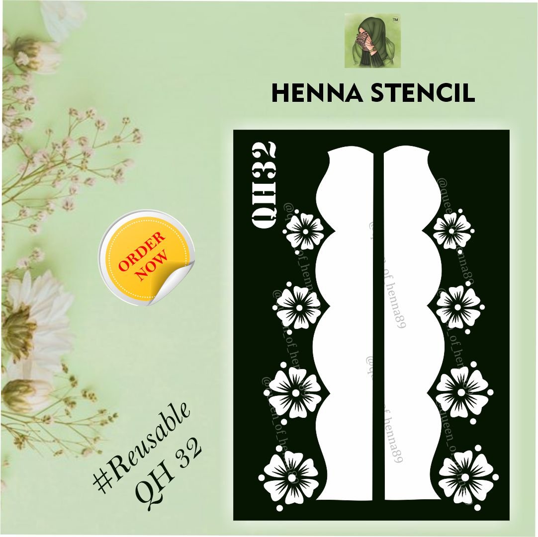 Reusable Small Leg Henna Stencil (QH32) | Leg Side Mehndi Sticker