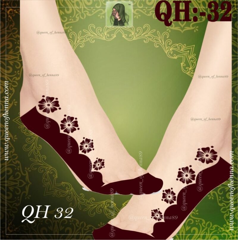 Reusable Small Leg Henna Stencil (QH 32) img 2- queenofhenna.com