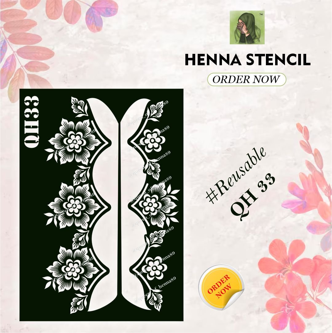 Reusable Small Leg Henna Stencil (QH33) | Beautiful Mehndi Sticker