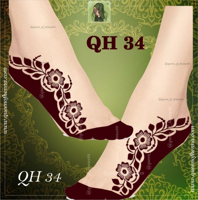 Reusable Small Leg Henna Stencil (QH 34) img 2- queenofhenna.com