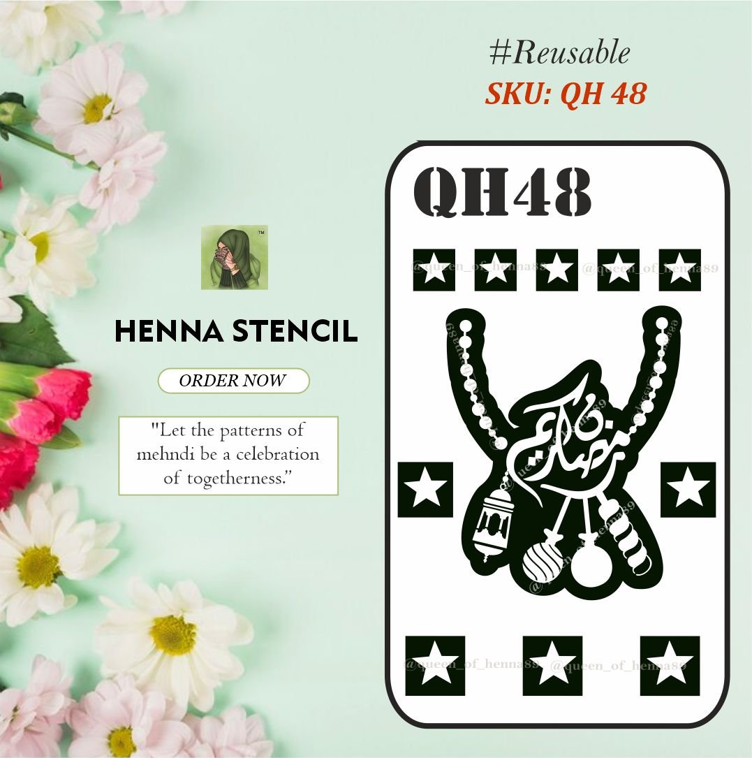 Reusable Small Hand Henna Stencil (QH 48) | Mandala Mehndi Sticker