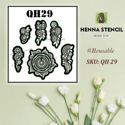 Reusable Small and Mandala Henna Stencil (QH 29) img 1- queenofhenna.com