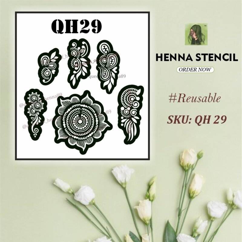 Reusable Small and Mandala Henna Stencil (QH 29) img 1- queenofhenna.com