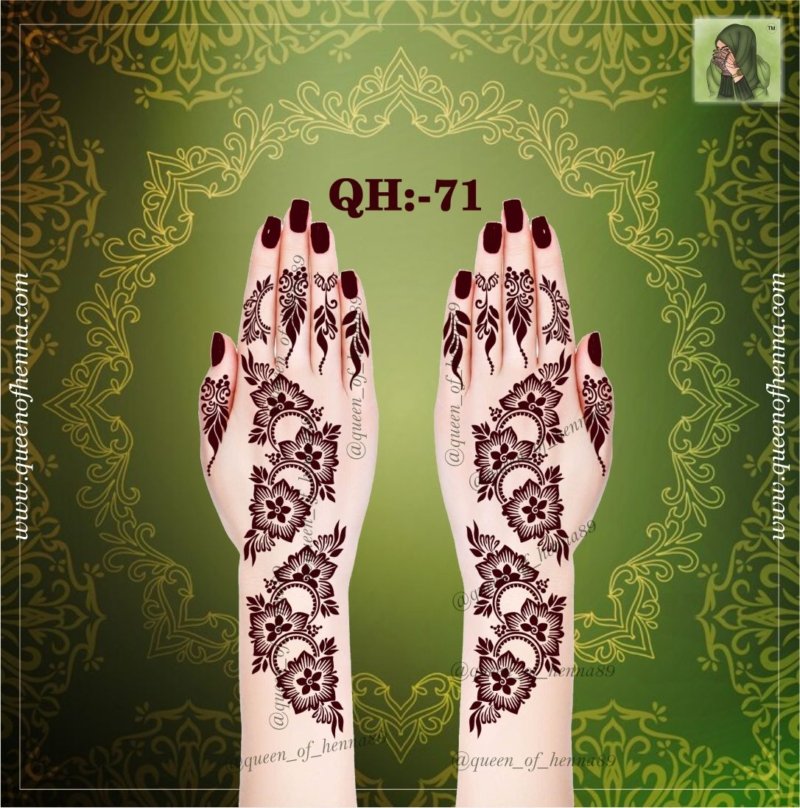 Reusable Bridal Hand Henna Stencil (Large)(QH71) img2- queenofhenna.com