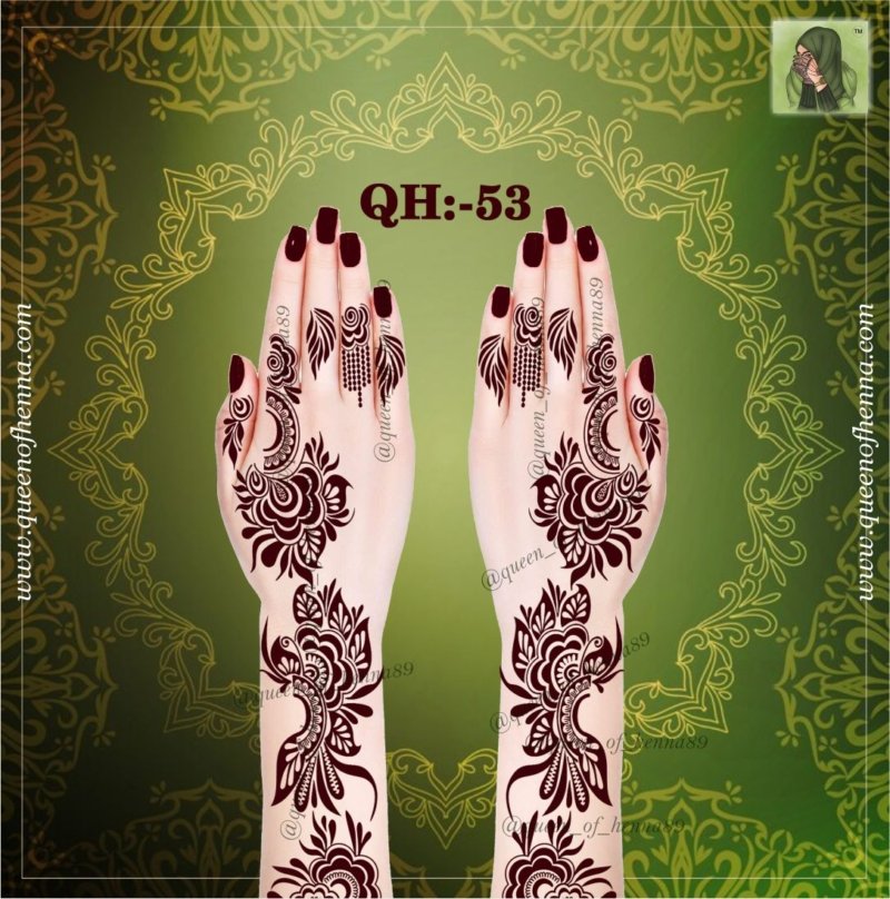 Reusable Large Bridal Hand Henna Stencil (QH 53) img 2- queenofhenna.com