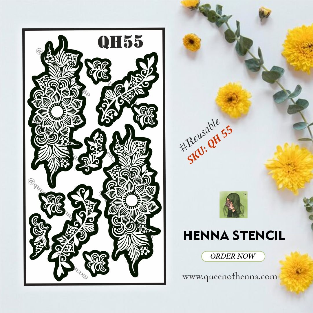 Reusable Bridal Henna Stencil (QH 55) | Large Hand Mehndi Sticker