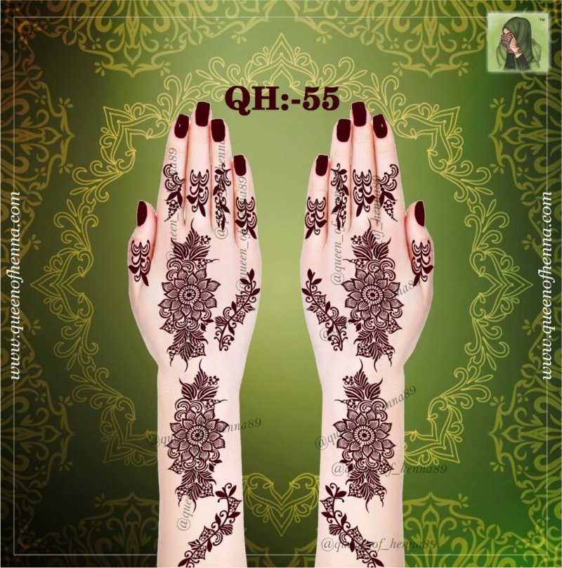 Reusable Large Bridal Hand Henna Stencil (QH 55) img 2- queenofhenna.com