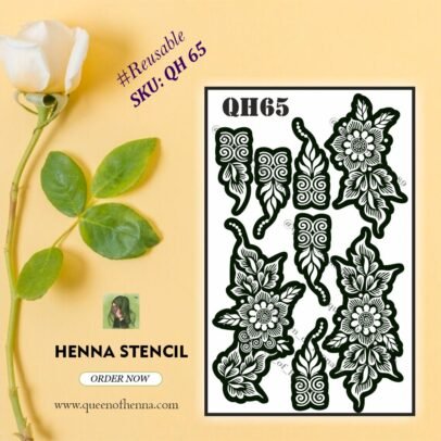 Reusable Large Hand Henna Stencil (QH 65) img 1- queenofhenna.com
