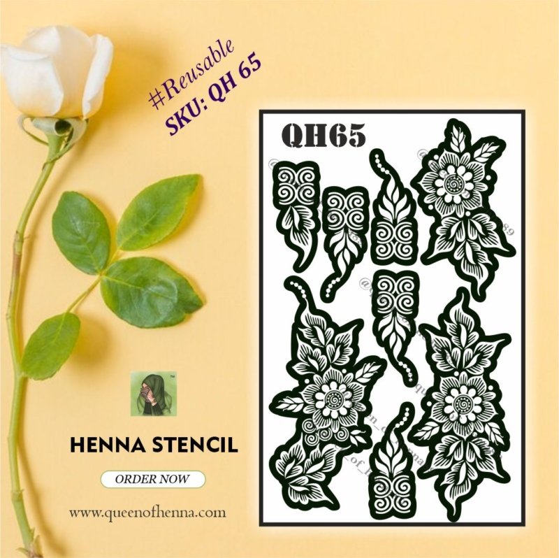 Reusable Large Hand Henna Stencil (QH 65) img 1- queenofhenna.com