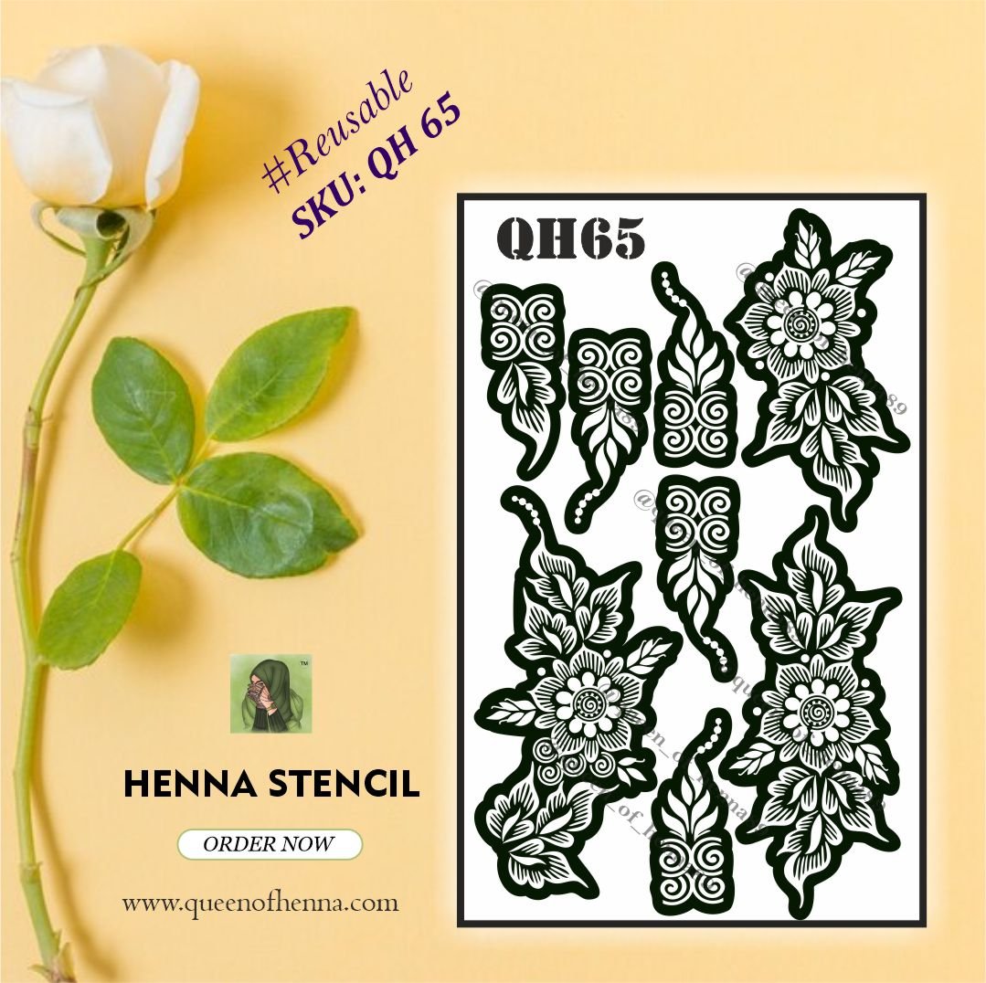 Reusable Large Hand Henna Stencil (QH 65) | Bridal Mehndi Sticker