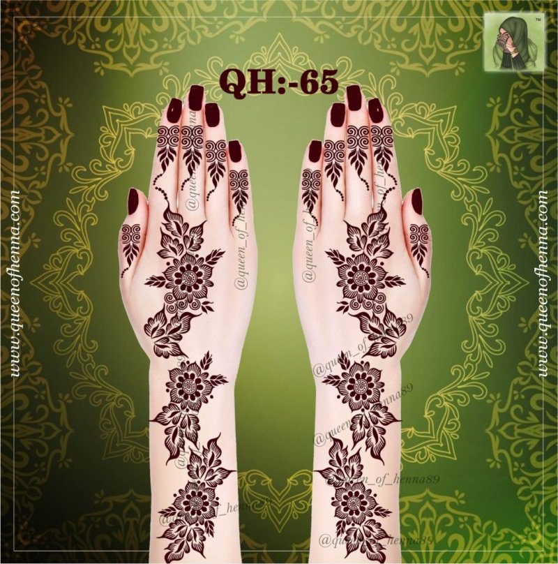 Reusable Large Hand Henna Stencil (QH 65) img 2- queenofhenna.com