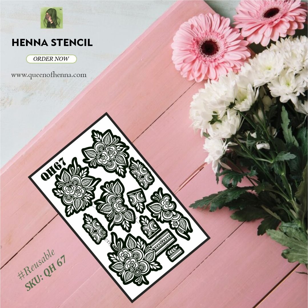 Reusable Bridal Hand Henna Stencil (QH 67) | Large Mehndi Sticker/Tattoo