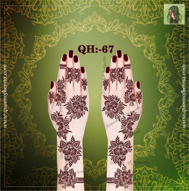 Reusable Large Hand Henna Stencil (QH 67) img 2- queenofhenna.com