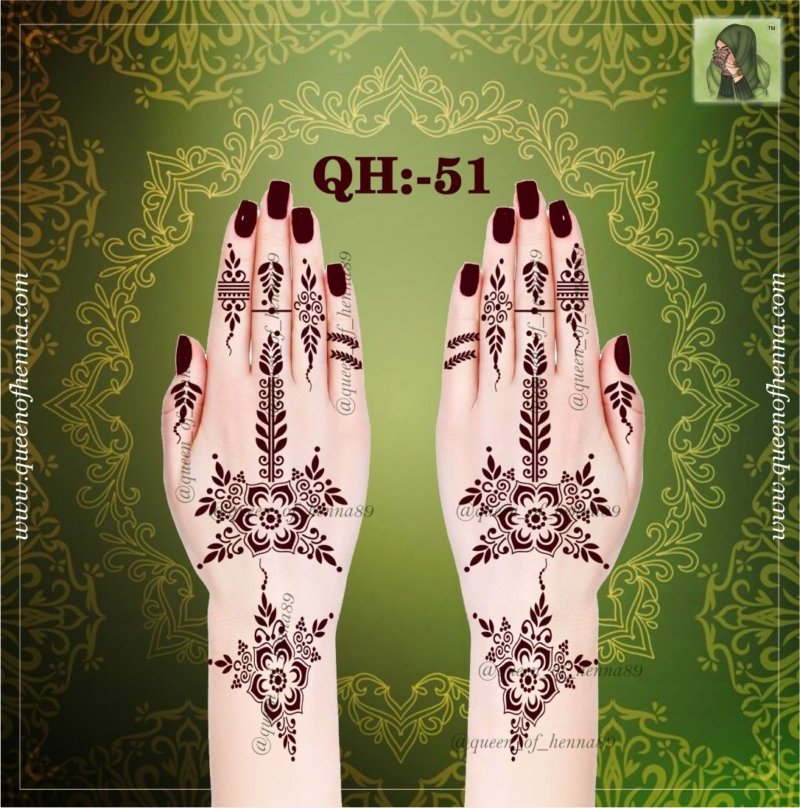 Reusable Medium Hand Henna Stencil (QH 51) img 2- queenofhenna.com