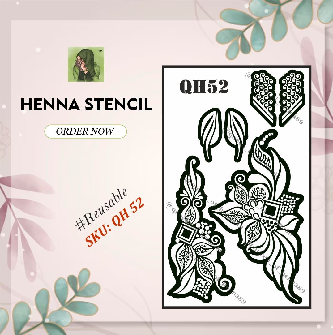 Reusable Medium Hand Henna Stencil (QH 52) | Mehndi Sticker