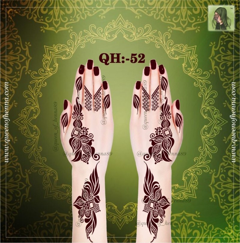 Reusable Medium Hand Henna Stencil (QH 52) img 2- queenofhenna.com