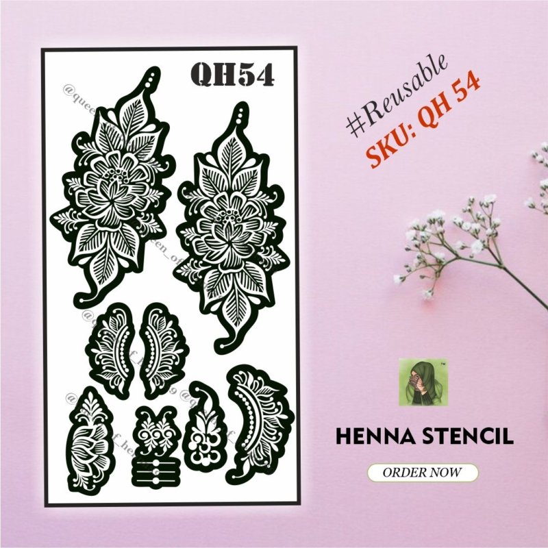 Reusable Medium Hand Henna Stencil (QH 54) img 1- queenofhenna.com