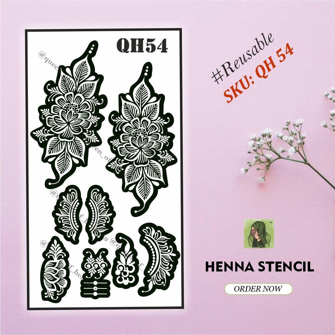 Reusable Medium Hand Henna Stencil (QH 54) | Mehndi Sticker