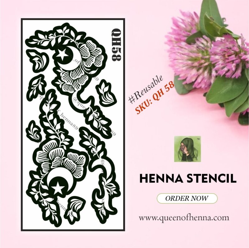 Reusable Medium Hand Henna Stencil (QH 58) img 1- queenofhenna.com